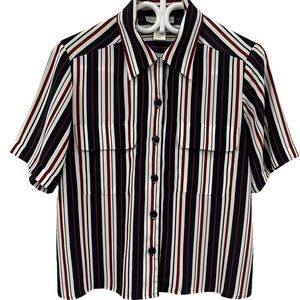 ❌❌SOLD❌❌NOTATIONS PETITE STIPED BUTTON DOWN TOP with front pockets